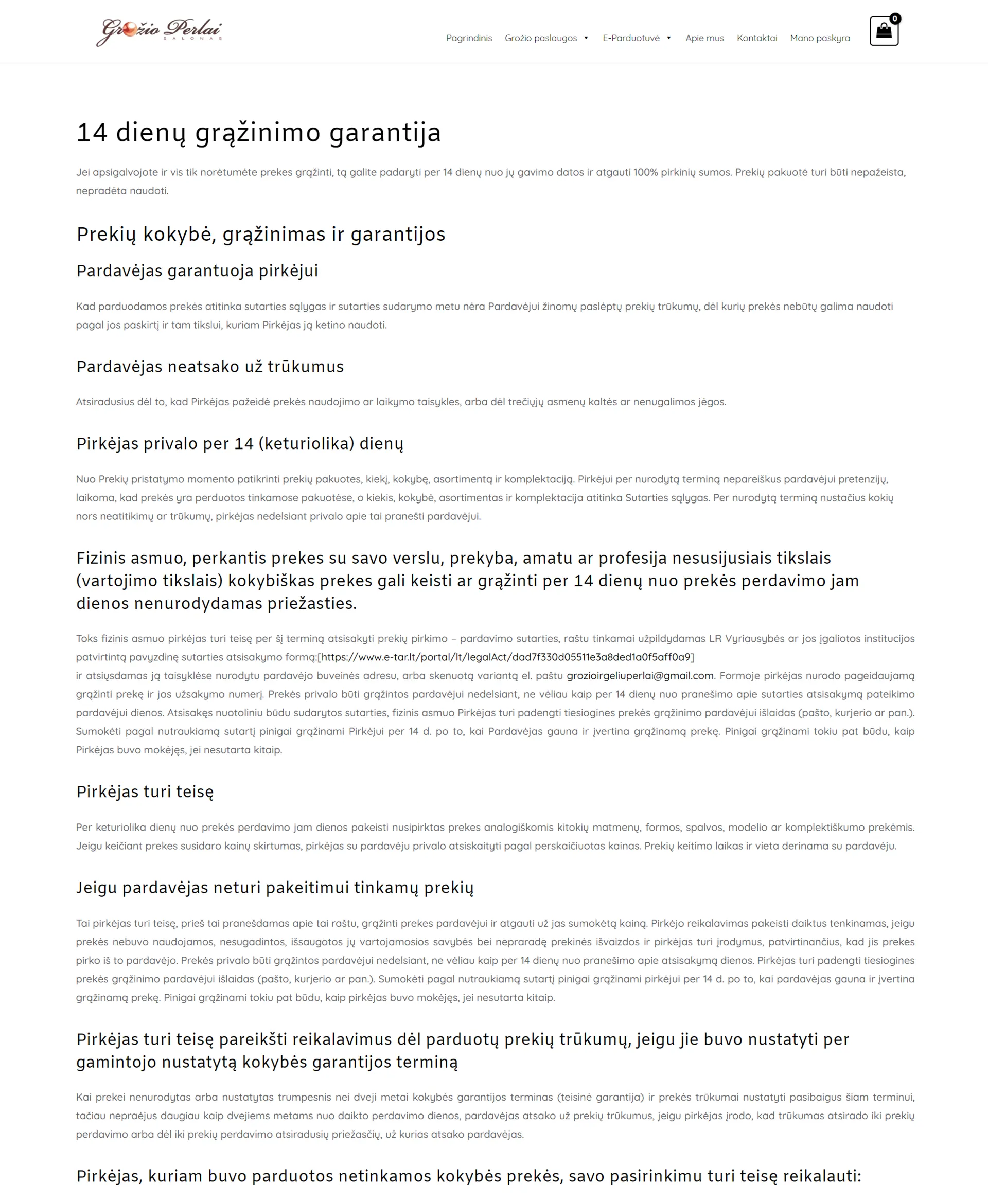 El. parduotuvės kūrimas - Grožio perlai 18