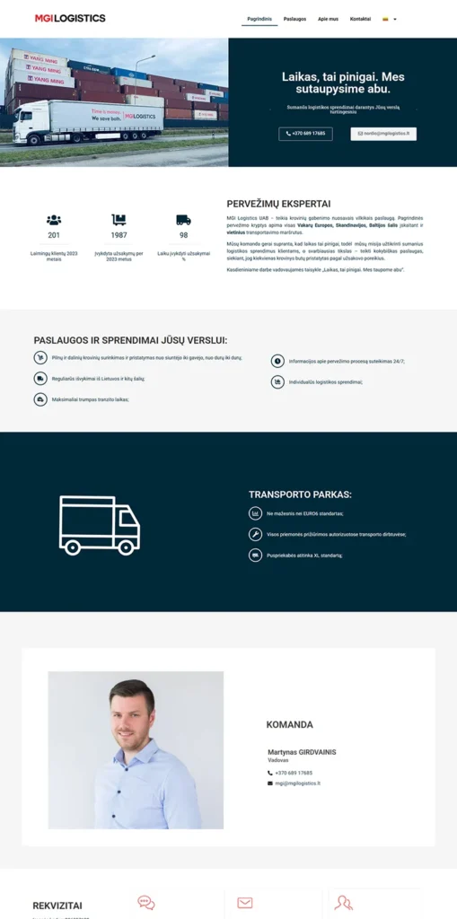 Internetinių puslapių kūrimas - MG Logistic ManGabis