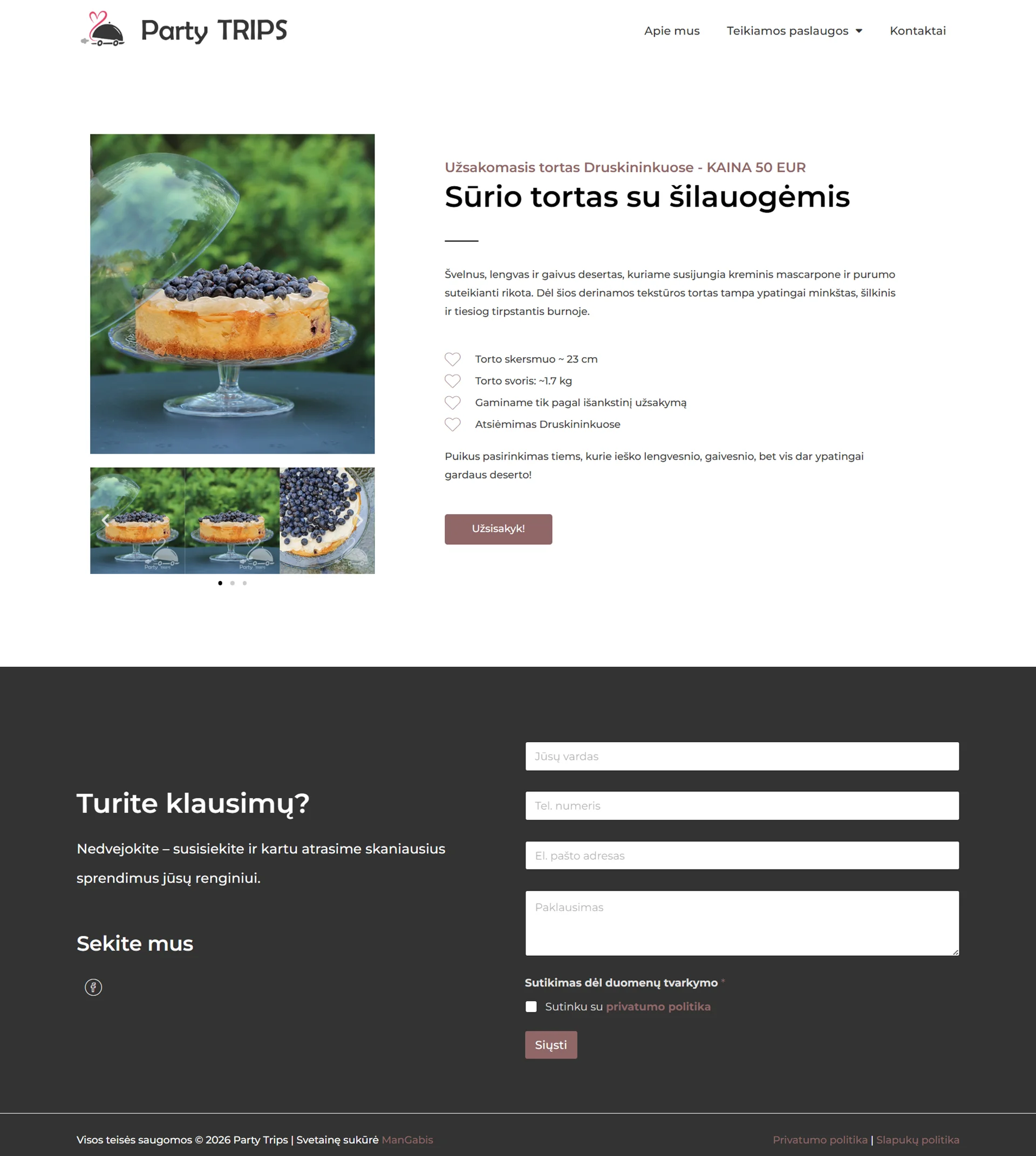 Interneto svetainių kūrimas - PartyTrips - ManGabis