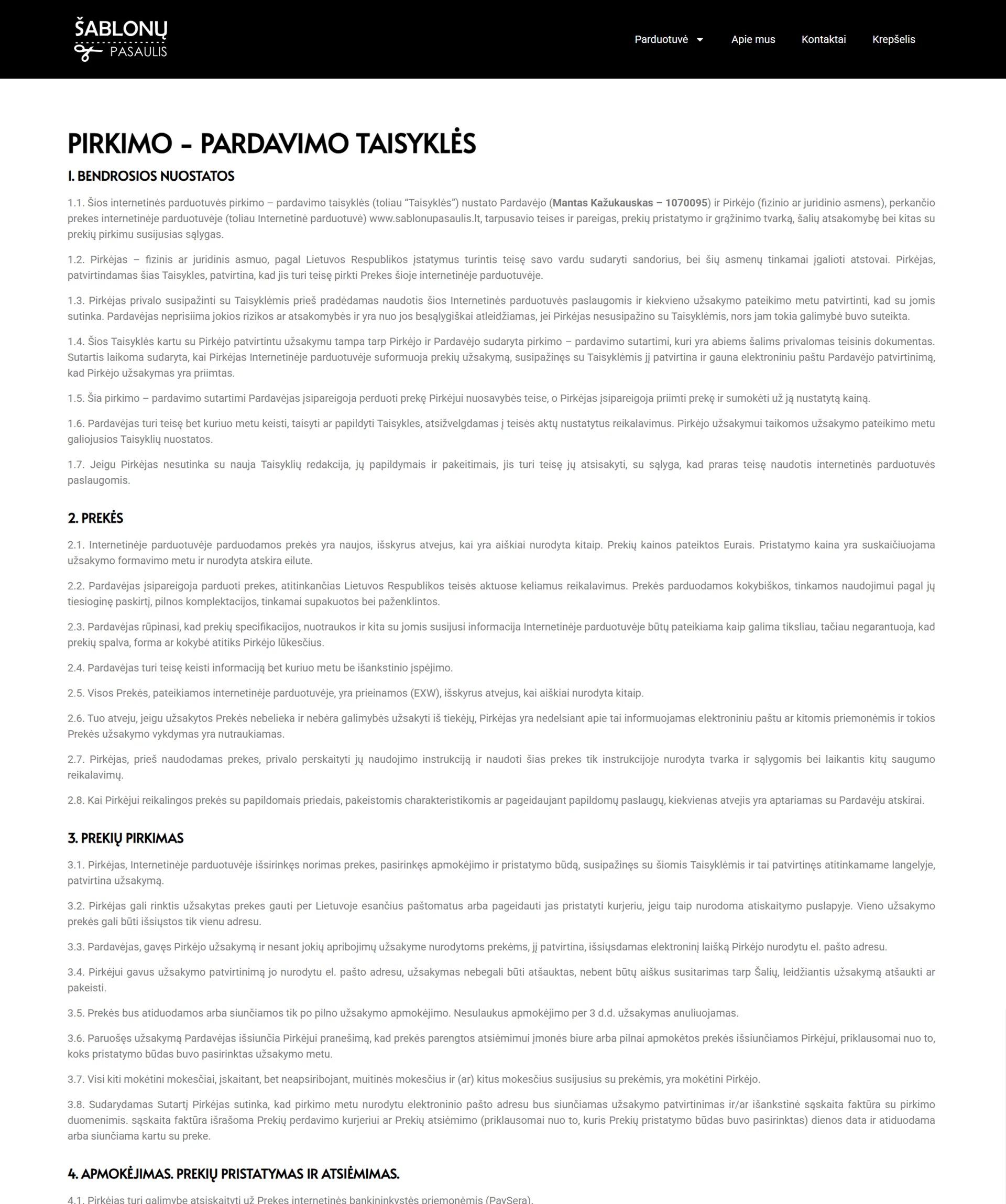 El parduotuvių kūrimas Šablonų Pasaulis - ManGabis