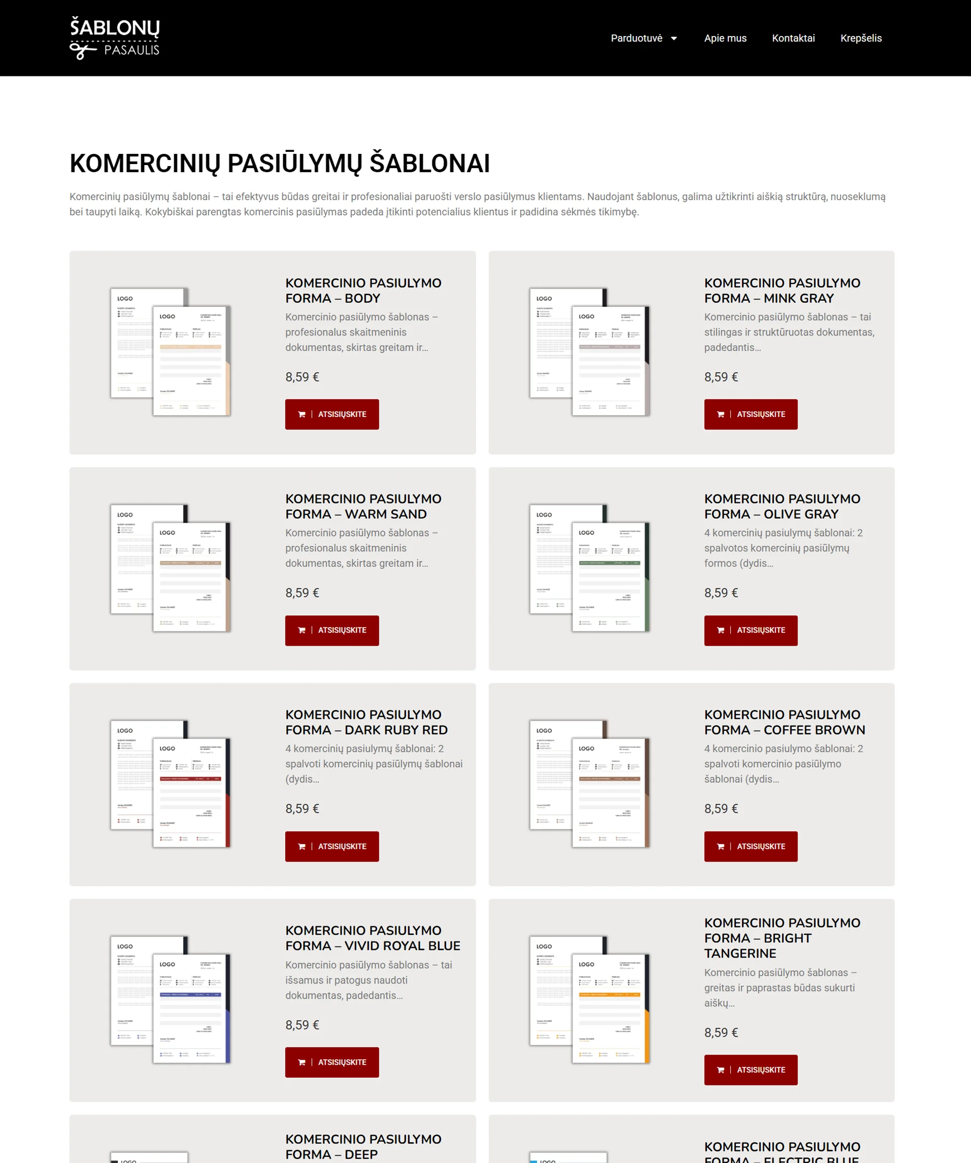 El parduotuvių kūrimas Šablonų Pasaulis - ManGabis