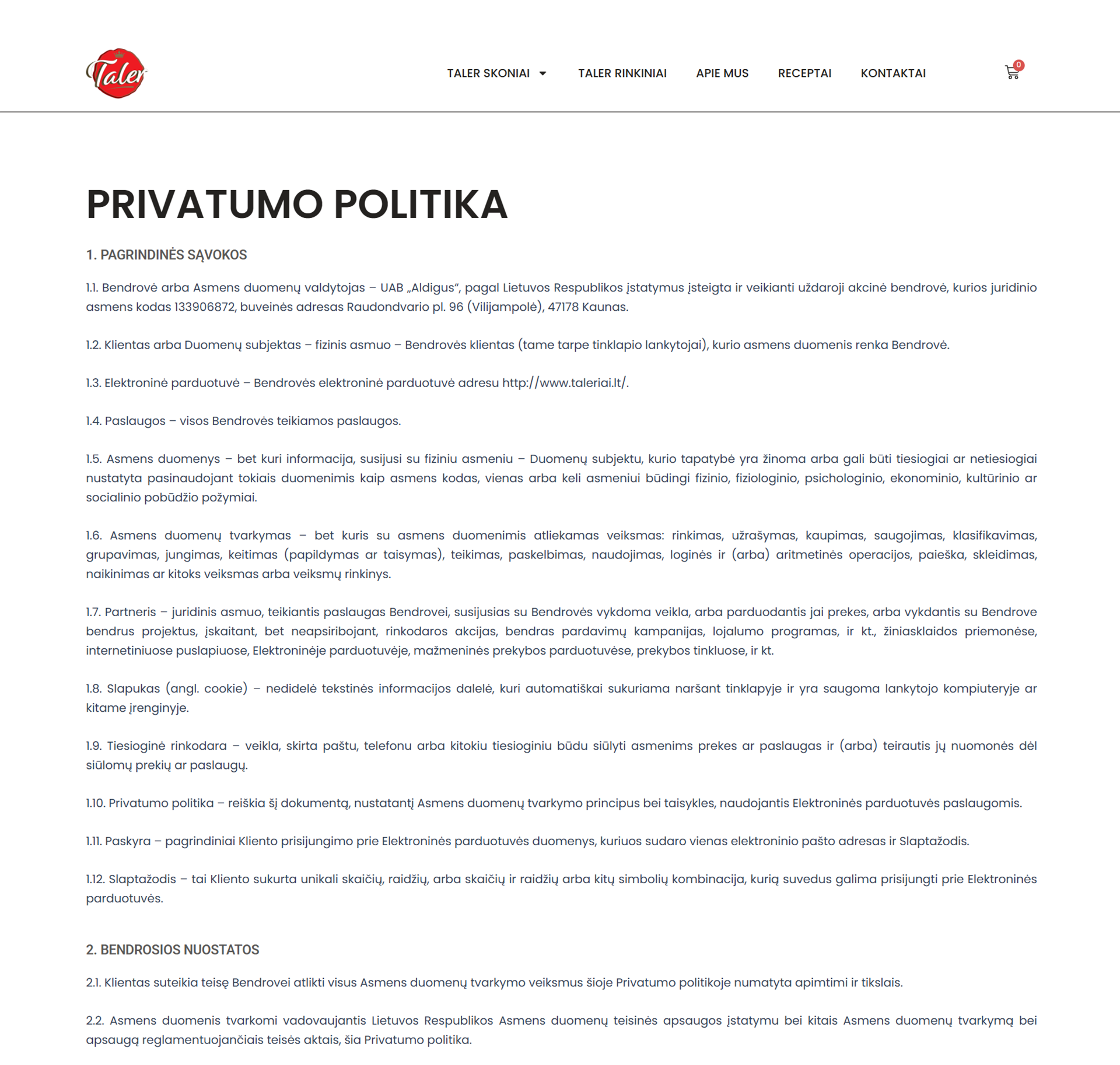 El parduotuvių kūrimas Taleriai - ManGabis