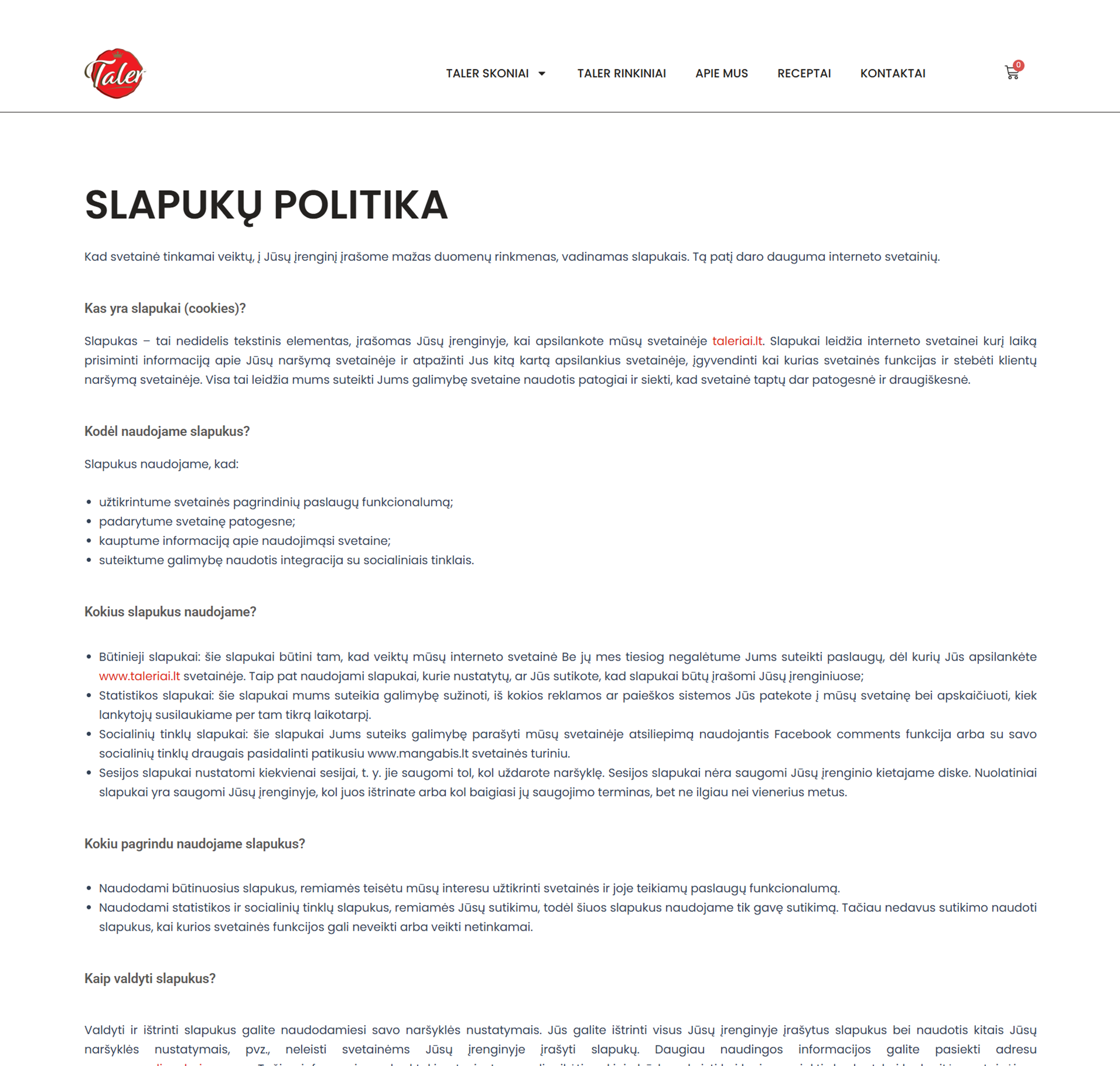 El parduotuvių kūrimas Taleriai - ManGabis