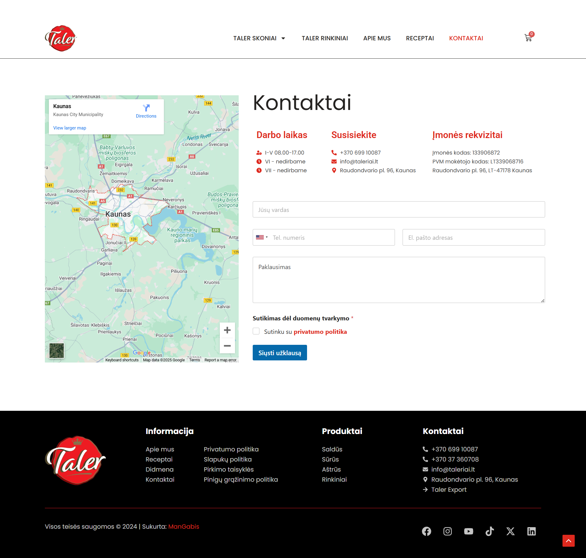 El parduotuvių kūrimas Taleriai - ManGabis