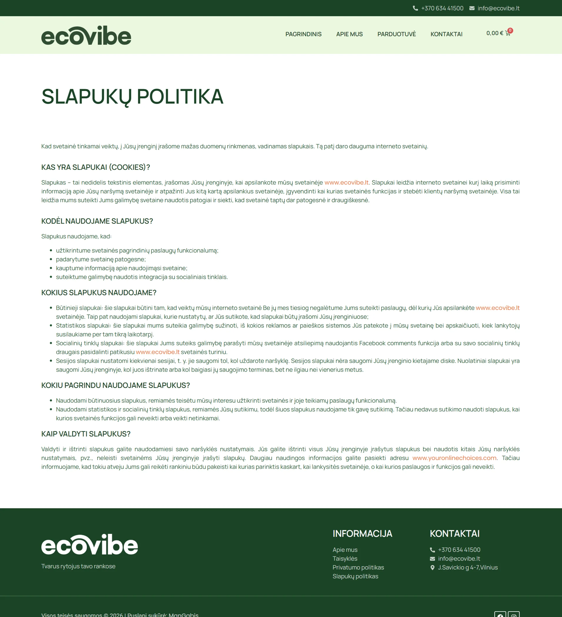 El.parduotuvių kūrimas EcoVibe - ManGabis