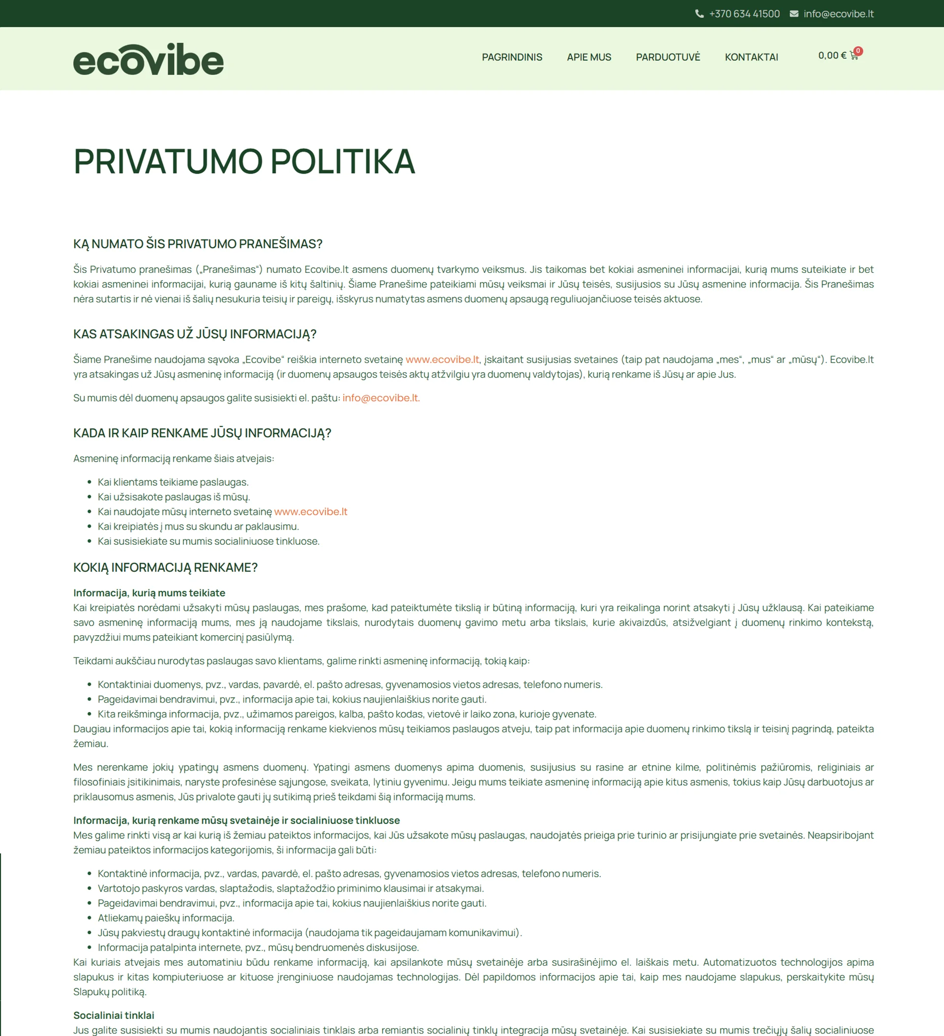 El.parduotuvių kūrimas EcoVibe - ManGabis