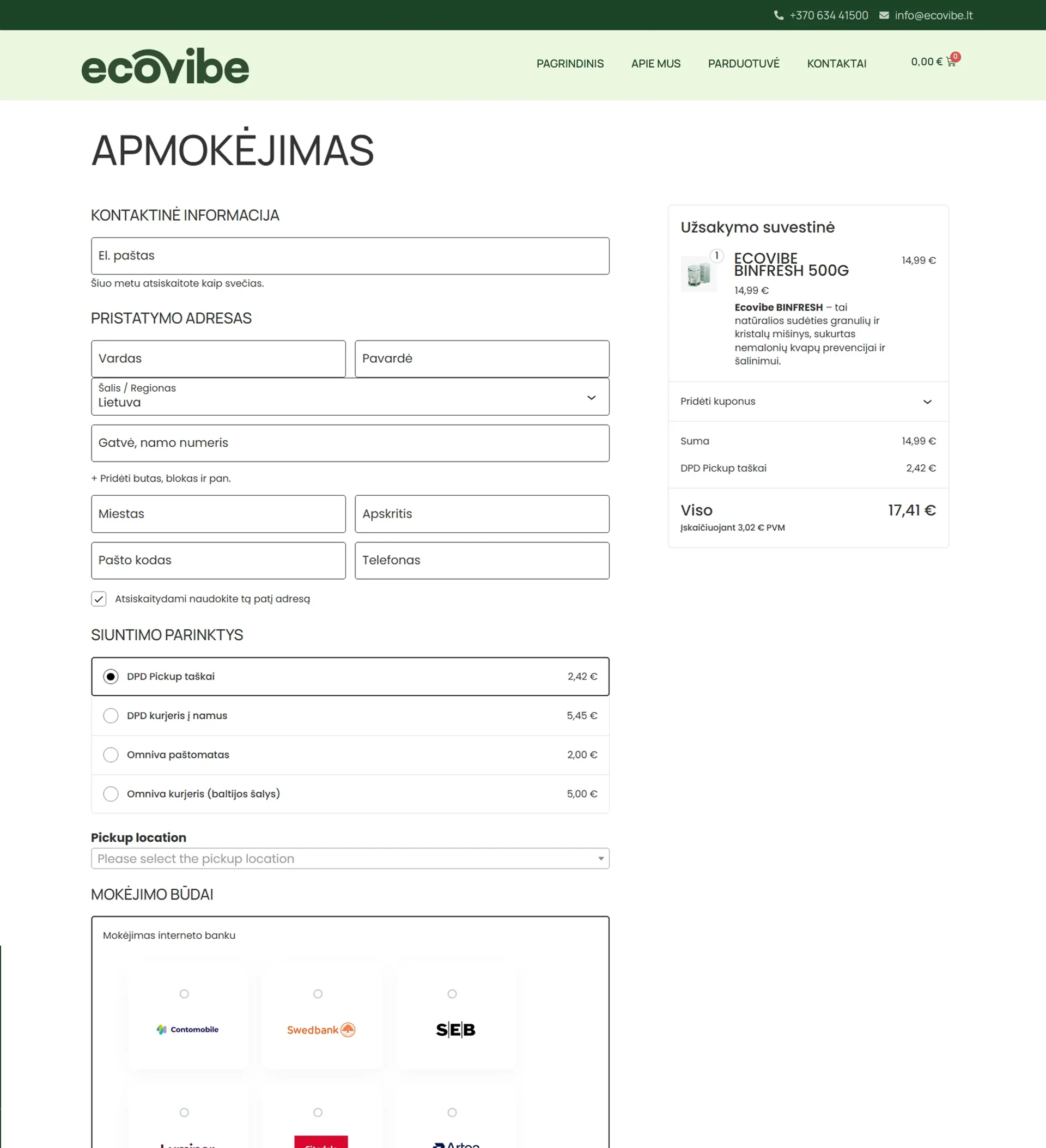 El.parduotuvių kūrimas EcoVibe - ManGabis