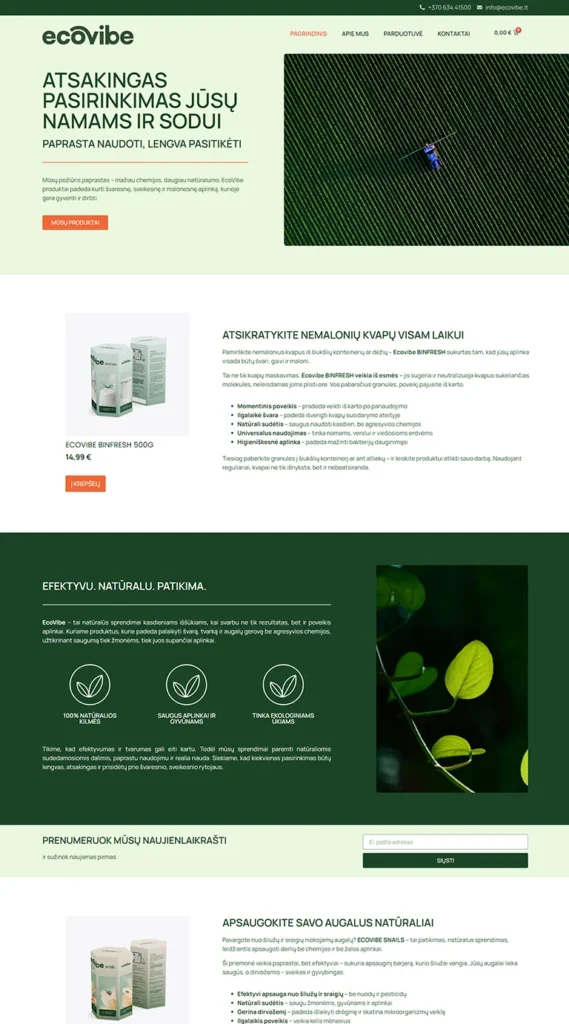 El.parduotuvių kūrimas EcoVibe - ManGabis