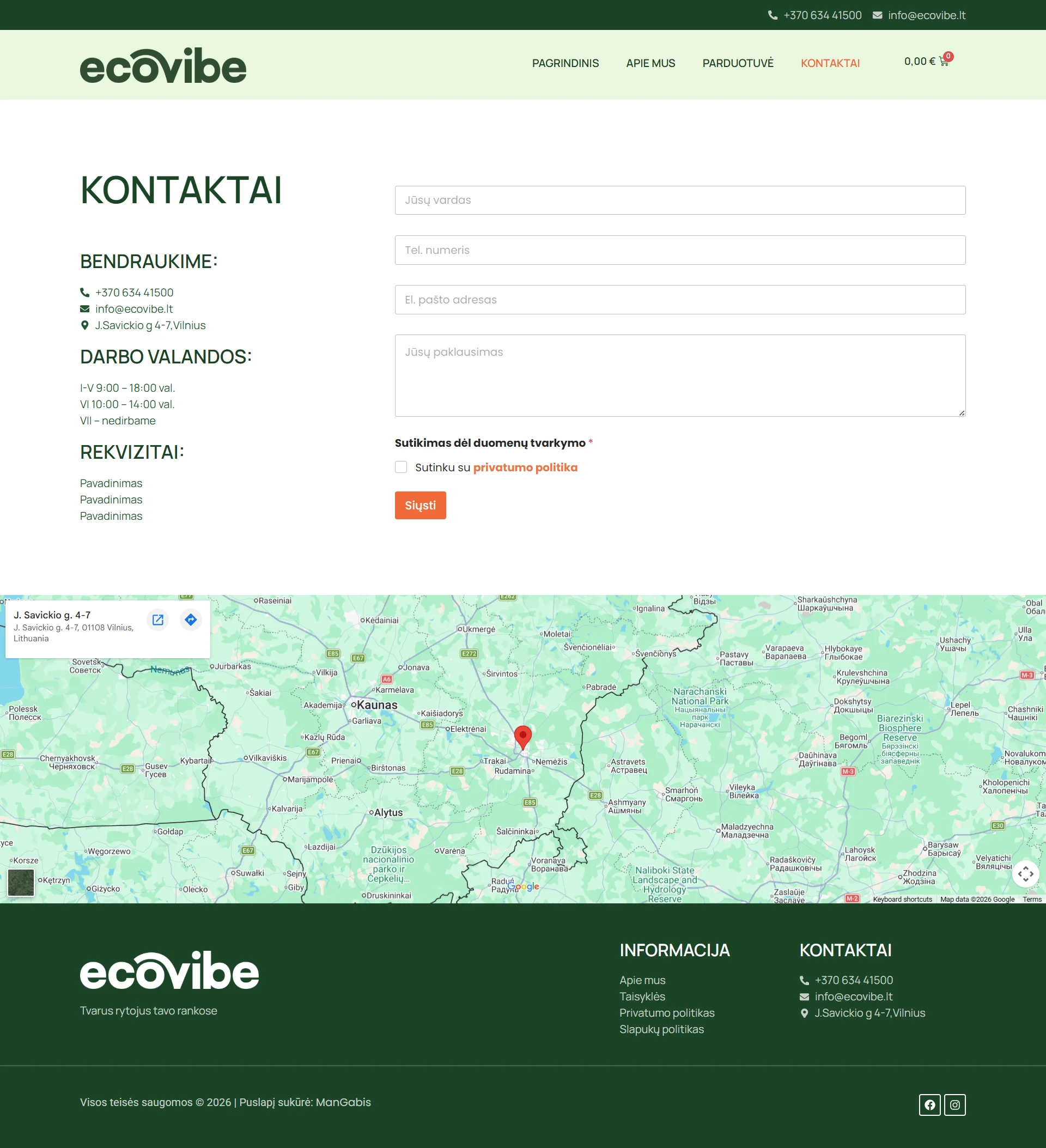 El.parduotuvių kūrimas EcoVibe - ManGabis